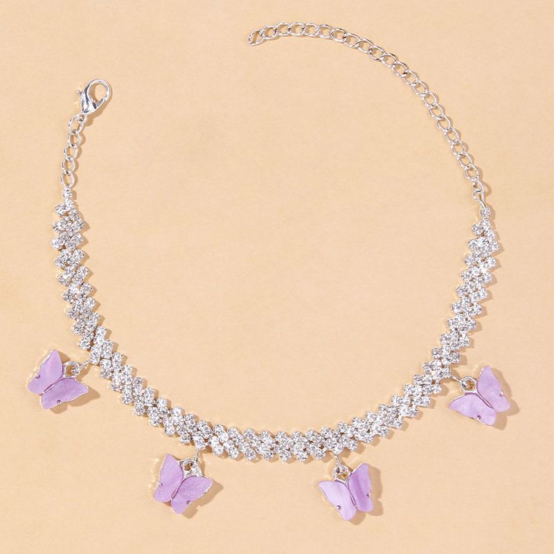 μόδα ζεστό διαμάντι πεταλούδα Anklet σταυρός προσωπικότητα μενταγιόν διαμάντι διακόσμηση ποδιών Anklet_voghion.com