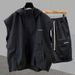 2025 Summer New Workwear Zipper Design Vest T-Shirt Men Korean Style Trendy Casual Two-Piece Set_voghion.com