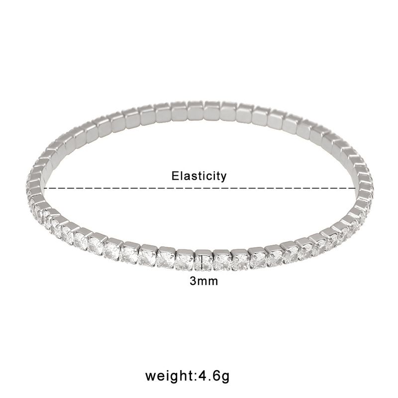 Luxuriöses, elegantes, einreihiges, elastisches Tennisarmband aus Edelstahl mit Volldiamanten und hochwertigem Zirkonia._voghion.com