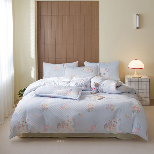 Borstad tvättad bomullssängkläder - Ultramjuk 4-delad sovsalskollektion_voghion.com