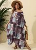 Plus Size Damenkleid im Ethno-Stil mit Print, lockere Bluse, Strandurlaub, Schlitz, langer Rock_voghion.com