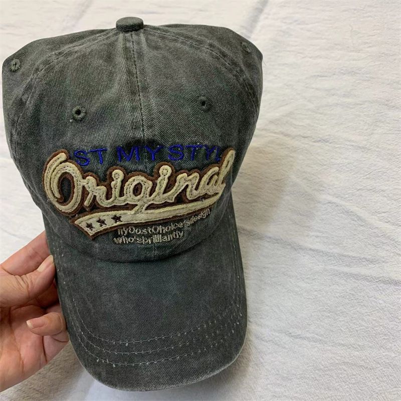 Patch Embroidery Original Embroidered Duckbill Vintage Baseball Cap Curved Brim Sun Hat_voghion.com
