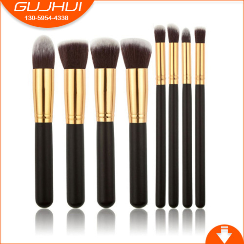 8-teiliges Make-up-Pinsel-Set, schwarzer Griff, goldene Röhre, silberne Röhre, schwarzer Griff, Set, heißer Verkauf in Europa und Amerika, 6 Farben, hergestellt von GUJHUI_voghion.com