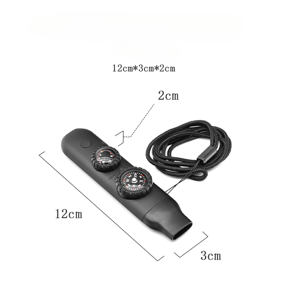 New Multifunctional Survival Whistle With LED Light Thermometer Compass Signal Mirror_voghion.com