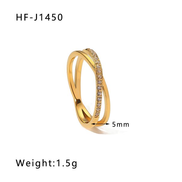 Ins Cross Niche Design Micro Pave Diamond Slim Fashion Simple Style Versatile Elegant Ring_voghion.com