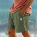 Short en coton et lin imprimé noix de coco, cordon de serrage, taille élastique, couleur unie, respirant, pantalon de plage décontracté à cinq points_voghion.com