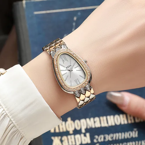 Women's New Fashionable And Unique Versatile Snake-Shaped Dial Roman Numerals Quartz Watch_voghion.com