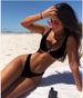 Women's solid color gold lock bikini split swimsuit set_voghion.com