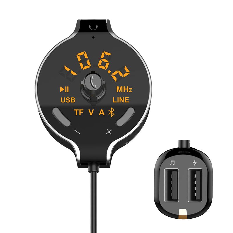 Wireless Car Bluetooth FM Transmitter Car Kit Hands-free Calling MP3 Player Battery Voltage Display Support Dual AUX Cable USB_voghion.com