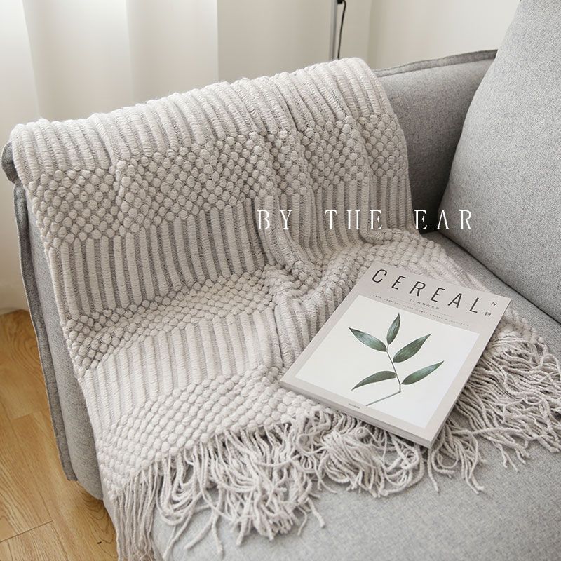 Coperta con copertura in nappa solida nordica Coperta minimalista Coperta a bolle Coperta per pausa pranzo in ufficio Coperta per aria condizionata Divano_voghion.com