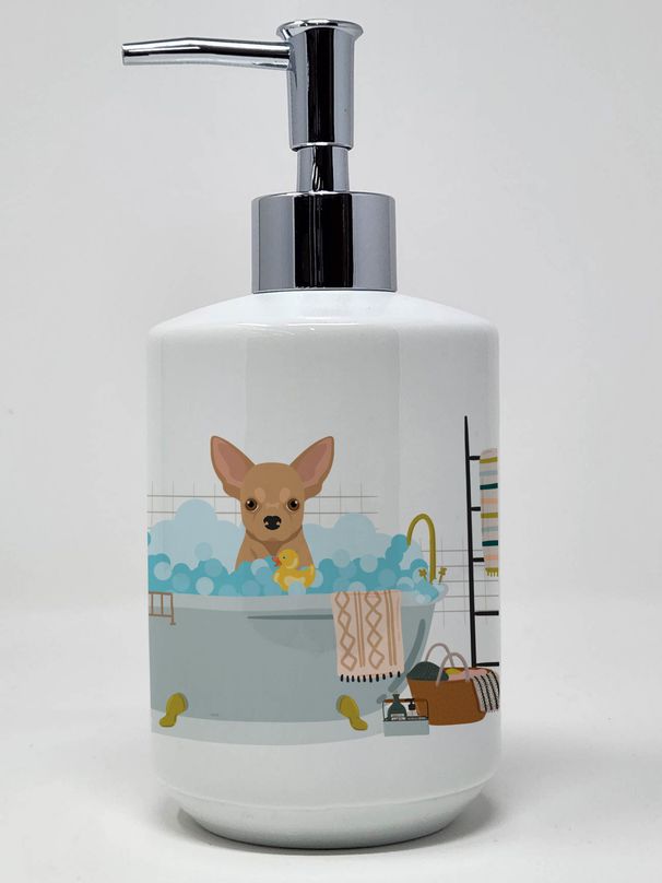 Gold Chihuahua Ceramic Soap Dispenser Hand Soap Dispenser Pump Bottles for Bathroom Kitchen, Empty Refillable Liquid Soap Container_voghion.com