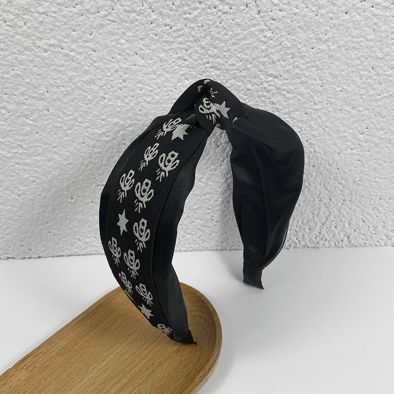 Koreaanse versie van Little Bee Ribbon Knot Hoop Wide Edge Fabric Bundle Elegante Celebrity Fashion Twisted Haaraccessoires_voghion.com