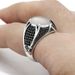 Black Diamond-Studded Curved Knife Men's Oval Thai Silver Ring Jewelry_voghion.com