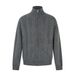 Men’s Oversized Zip-Up Knit Sweater – Stand Collar, Cable Knit Texture, Relaxed Fit For Urban Street Style (Charcoal Grey, Oatmeal)_voghion.com