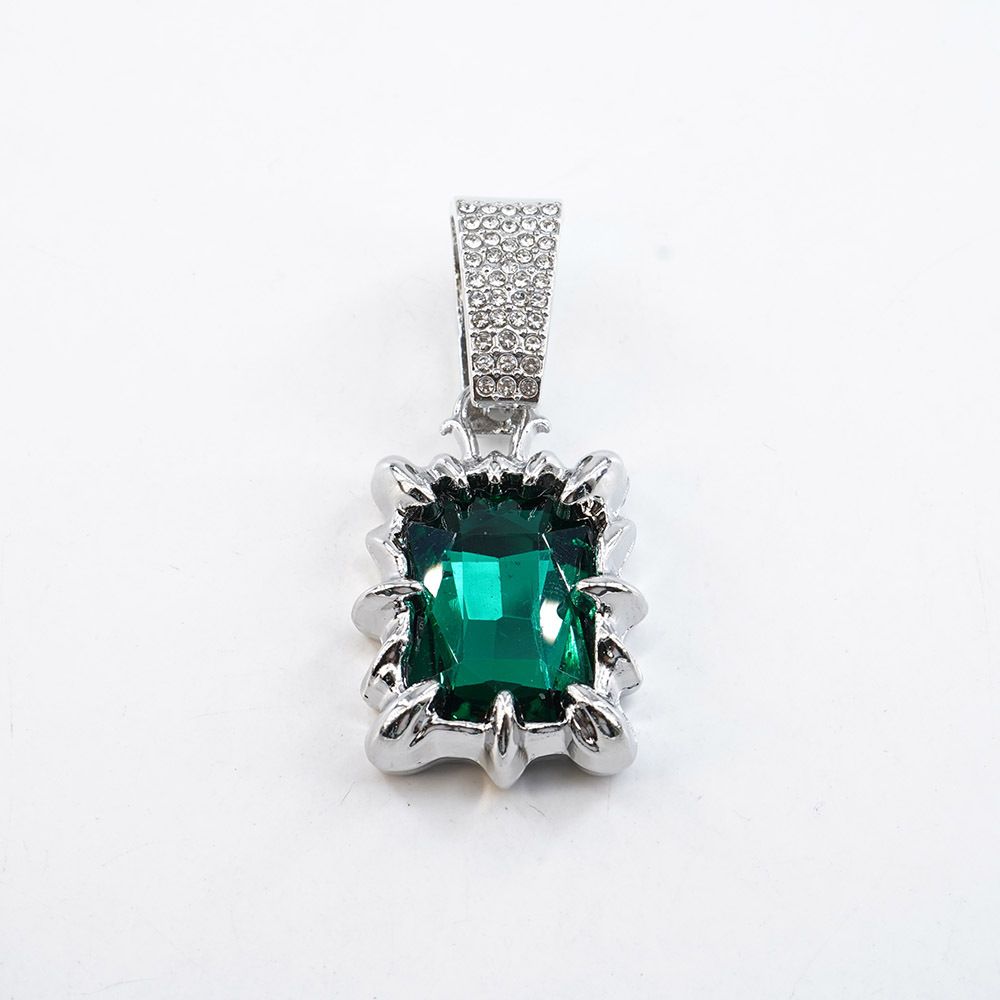 Personalisierte Halskette mit rechteckigem Ozeanherz-Anhänger, Unisex-Farbkette_voghion.com