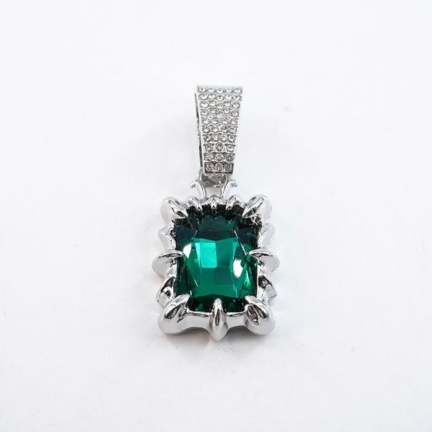 Personalisierte Halskette mit rechteckigem Ozeanherz-Anhänger, Unisex-Farbkette_voghion.com