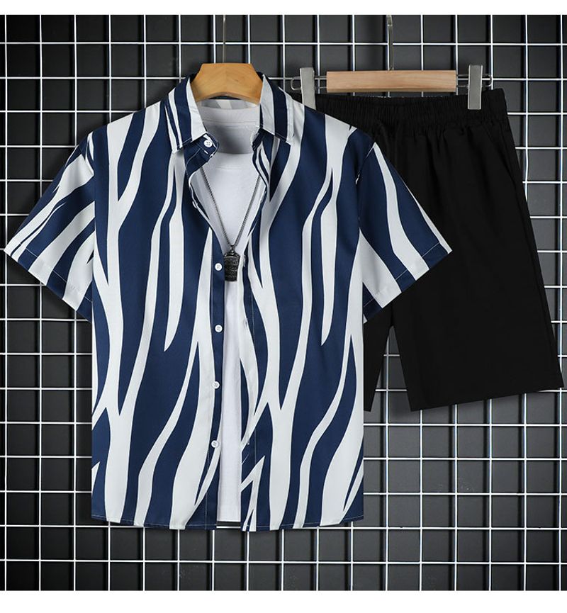 CT Hainan Island Beach Herren Bedrucktes Shorts-Set Sanya Travel Hawaii Übergröße Blumenhemd_voghion.com