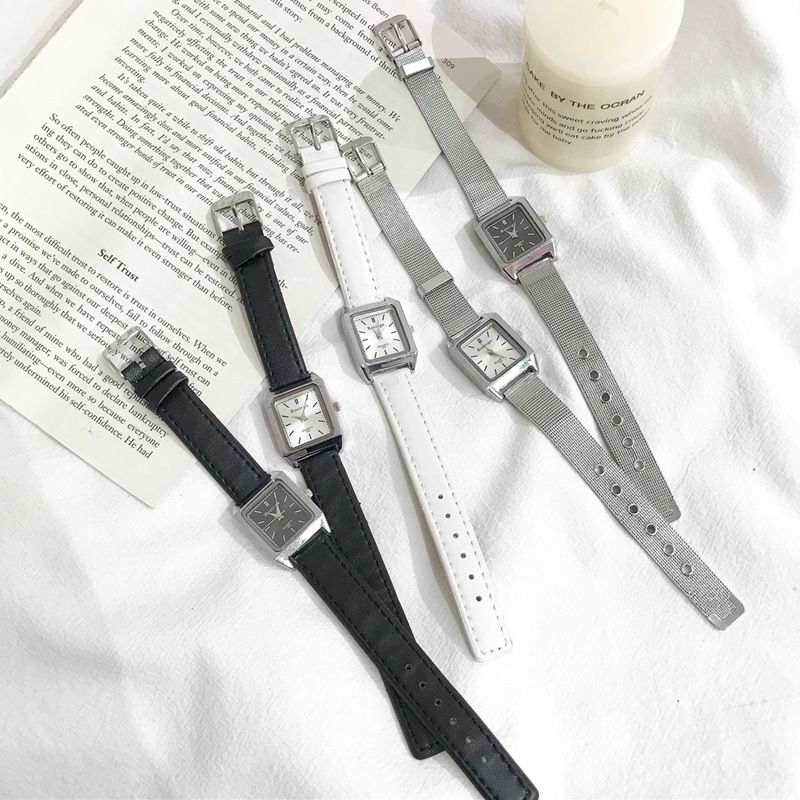 Mały świeży Instagram Chic Square Watch damski koreański edycja prosty licealista trend akademia styl_voghion.com