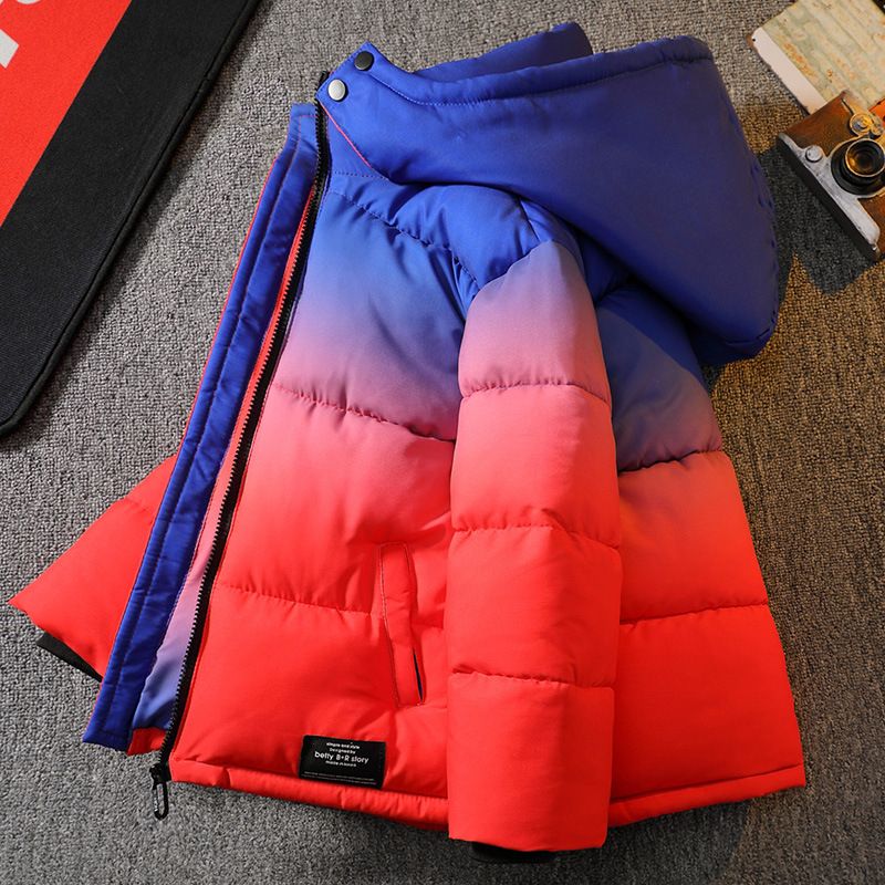 Ropa para niños nueva chaqueta de algodón engrosada con degradado de arcoíris abrigo para niños medianos y grandes tendencia atractiva de moda_voghion.com