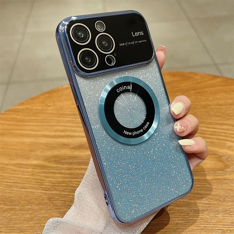 Gradient-Glitter kaamerakaitse magnetümbris iPhone 13 12 11 14 Pro Max Plus X XS XR jaoks Magsafe'i pehme TPU tagakaane jaoks_voghion.com