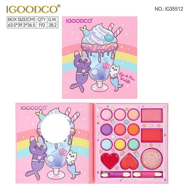IGOODCO Palette di ombretti con motivo a sirena e gatto, 14 colori, opaca, perlata e scintillante_voghion.com