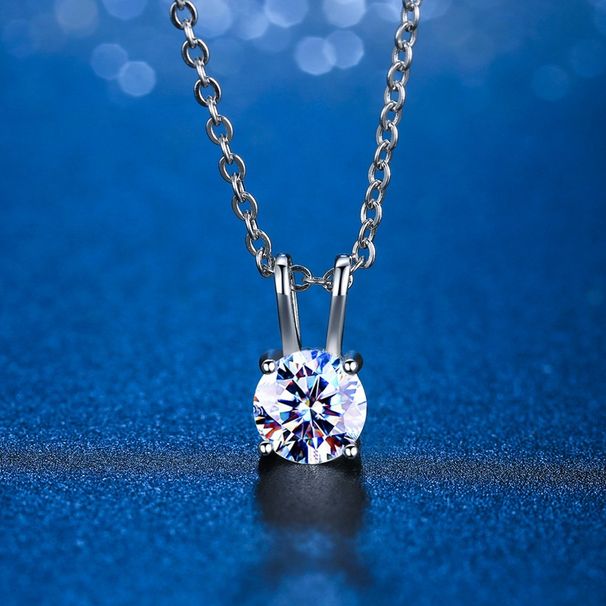 S925 silver simple and fashionable four claw pendant necklace holiday gift jewelry_voghion.com