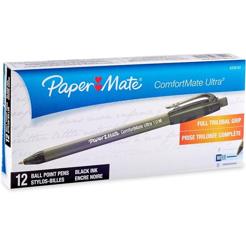 Stick Ballpoint Pens Medium Point Black Ink 12Pack Pens_voghion.com