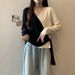 Irregular Cross Long Sleeved V-neck Knitted Sweater For Women In Early Autumn, Fat Mm, Slimming And Unique, Special Top_voghion.com