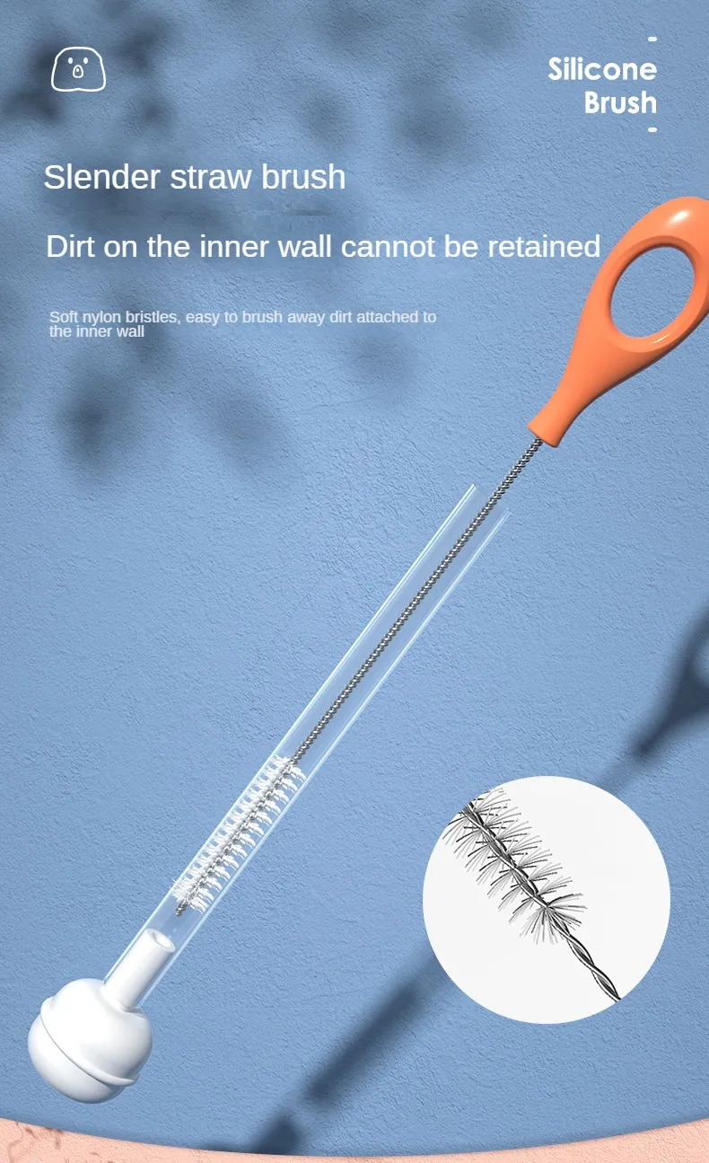 Lot de 1/2/3 brosses en silicone pour biberons, rotation à 360 degrés, brosse de nettoyage pour biberons, tétines, compte-gouttes, articles pour bébé_voghion.com