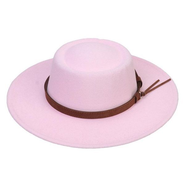 Wide Brim Hats Autumn And Winter Chain Flat Fedora Hat Women Monochromatic Jazz Top British Retro Panama Wholesale_voghion.com