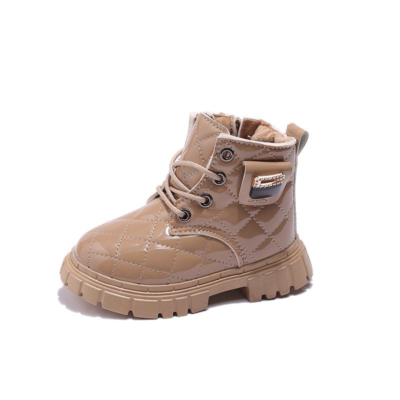 2024 autumn winter baby Martin for boys and girls with plush cotton insulation, leather short, zippered children's_voghion.com