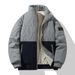 Men's Clothing Contrast Color Stitching Plus Velvet Winter Fleece-Lined Color Block Stand Collar Jacket - Stylish Unisex Casual Coat For Cold Weather_voghion.com