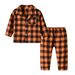 kid's clothing Children's spring and autumn lapel single-breasted plaid long-sleeved pajamas set_voghion.com