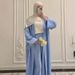 Muslim Fashion Elegant Women's Cardigan Robe Dress With Loose Pants Two-Piece Set K116_voghion.com