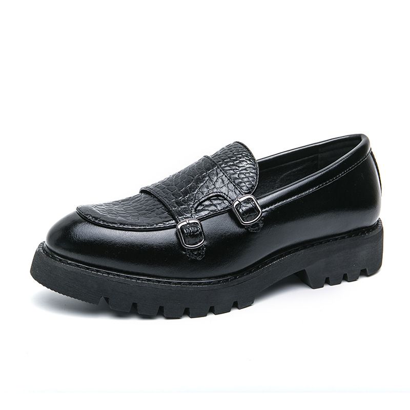 European American Style Double Buckle 2024 Spring And Autumn Men's Big Toe Size 38-46 Thick Sole Height Increasing_voghion.com