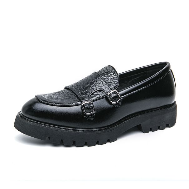 European American Style Double Buckle 2024 Spring And Autumn Men's Big Toe Size 38-46 Thick Sole Height Increasing_voghion.com