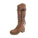 2025 Autumn Wasteland Style Tassel Knight Thick Heel Over-the-Knee Long Slimming Pile Mid-Calf Boots For Women_voghion.com