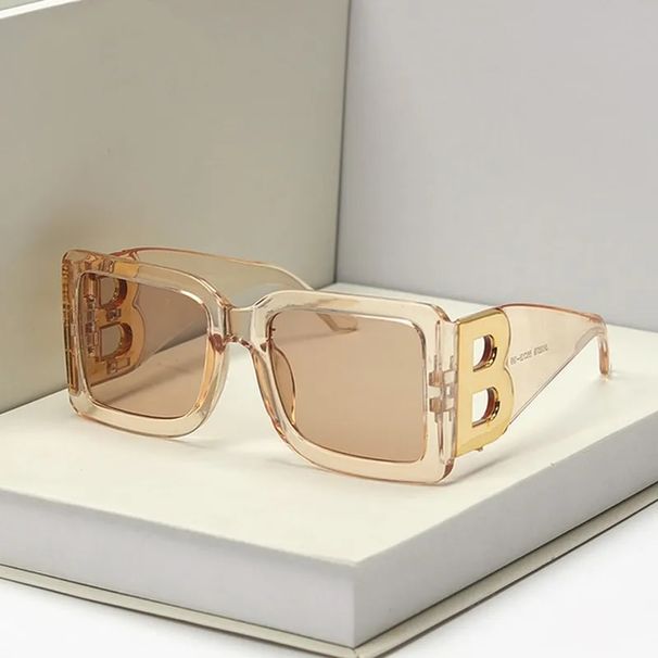 Nouvelle mode surdimensionnée la lettre B carré tendance femmes hommes rétro rectangle lunettes De soleil Gafas De Sol_voghion.com