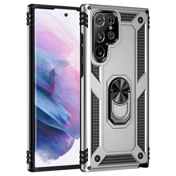 360° drehbare Ringständer-Rüstungshülle für Samsung Galaxy S25 Edge Ultra Plus S24 S23 S22 S21 S20 FE PC+TPU Stoßfeste Schutzhülle_voghion.com