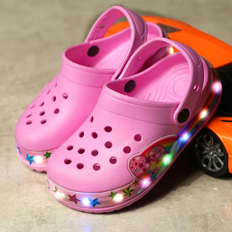 Spring new children's luminous hole shoes, big children's shoes, medium children's shoes, small children's shoes, girls' shoes, sandals_voghion.com