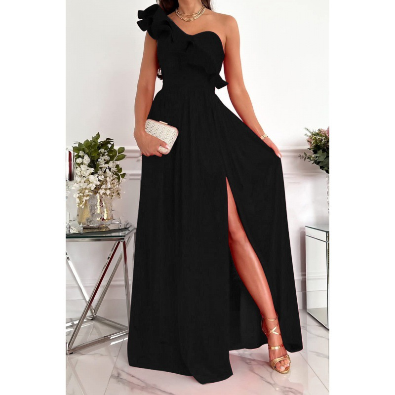 angesagtes ärmelloses Kleid mit Schlitz und Rüschensaum für Damen_voghion.com