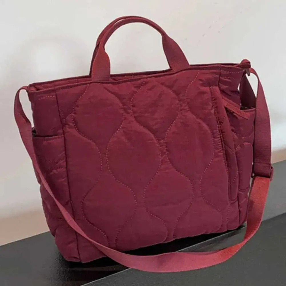 Borsa a tracolla imbottita da donna, grande capacità, borsa a mano leggera con manico superiore, tracolla regolabile, casual da viaggio_voghion.com
