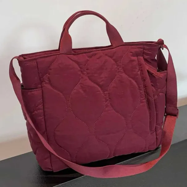 Borsa a tracolla imbottita da donna, grande capacità, borsa a mano leggera con manico superiore, tracolla regolabile, casual da viaggio_voghion.com