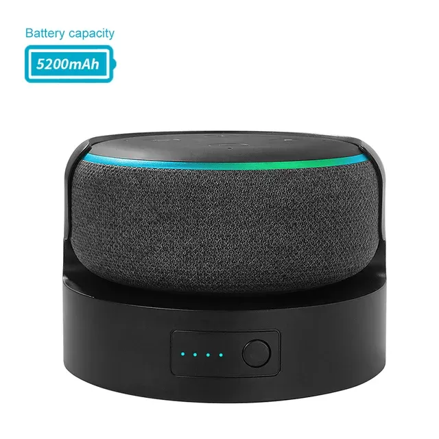 Pārnēsājams uzlādējams Alexa Smart skaļruņu statīvs Echo Dot 3. 5200mAh/10400mAh akumulatora pamatnei_voghion.com