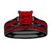 Ready Stock Punk Red Square Zircon Couples Wedding Rings Matching For Women Man Ring Set Wholesale Accessories Bulk Stainless Steel_voghion.com