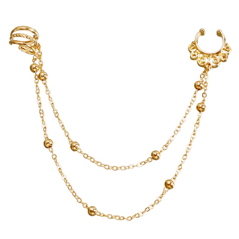  Devil's Eye Kwastje Neusring tot oorketting met studs Niet-doorboord Septum Hoop Ring Indian Buikdans Feest Neusaccessoires voor dames en meisjes_voghion.com