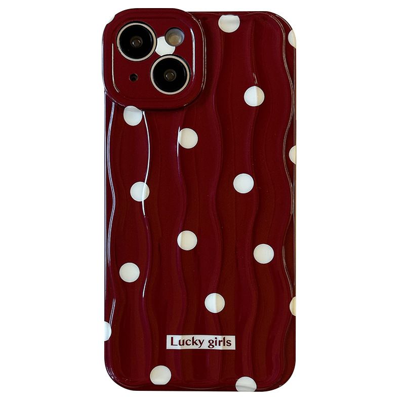 Mobile phone case full screen wavelet dot love suitable for iPhone15 Apple 14promax mobile phone case three-dimensional 13/12 soft_voghion.com