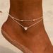 SHEIN Style Round Bead Double Layer Peach Heart Creative Simple Alloy Anklet_voghion.com