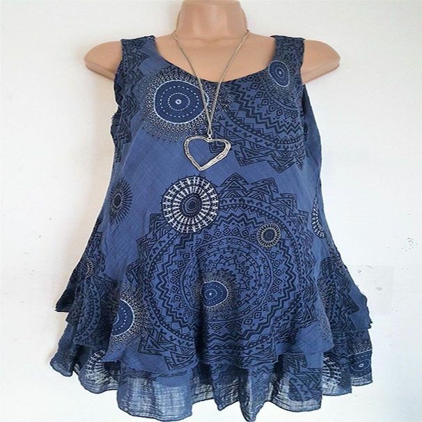 Plus Size Women Ladies Boho Sleeveless Mini Dress Summer Beach Baggy Dress Tunic_voghion.com