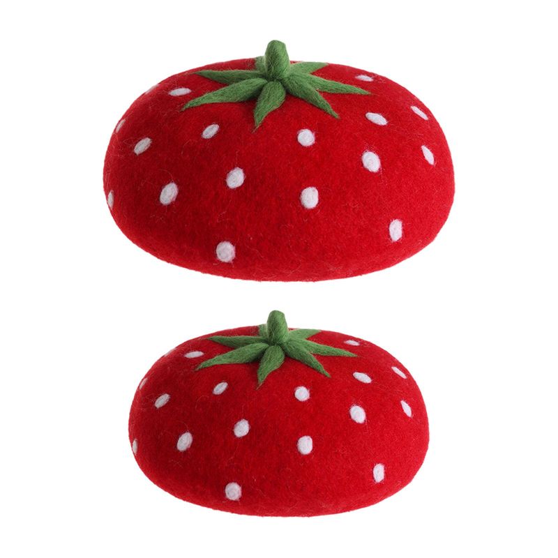 Fashion Strawberry Wool Hat Costume Accessories Cabbie Flat Newsboy Beret Cap_voghion.com